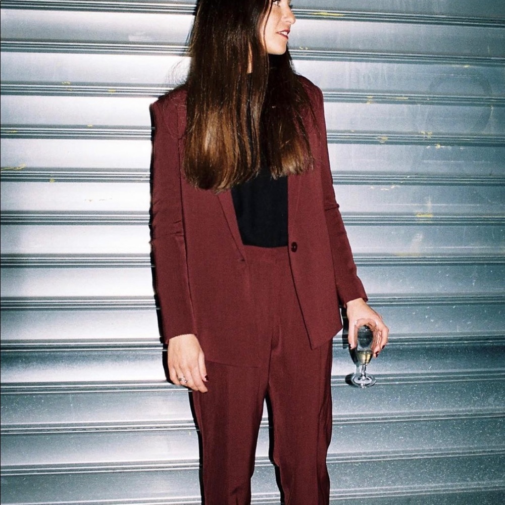 ADMISE Paris Burgundy Wool Blazer / Pantsuit Size 38 Small